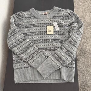 Faherty Gray Patterned Women’s Medium Crewneck Sweater